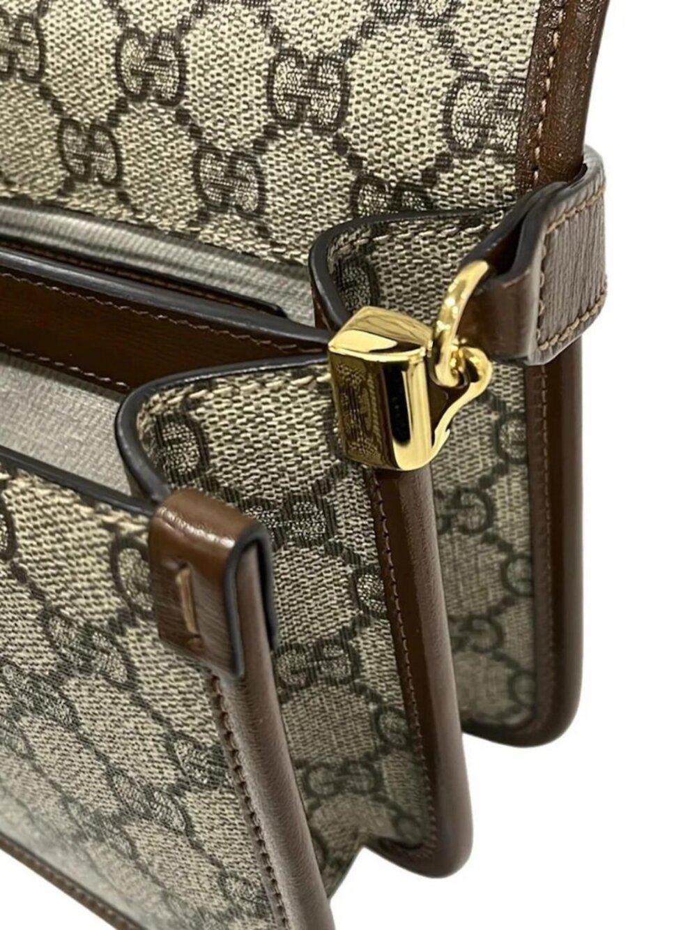 GUCCI GG Supreme, Interlocking G 671620 Beige Dark Brown PVC - Shoulder Bag - Picture 12 of 15